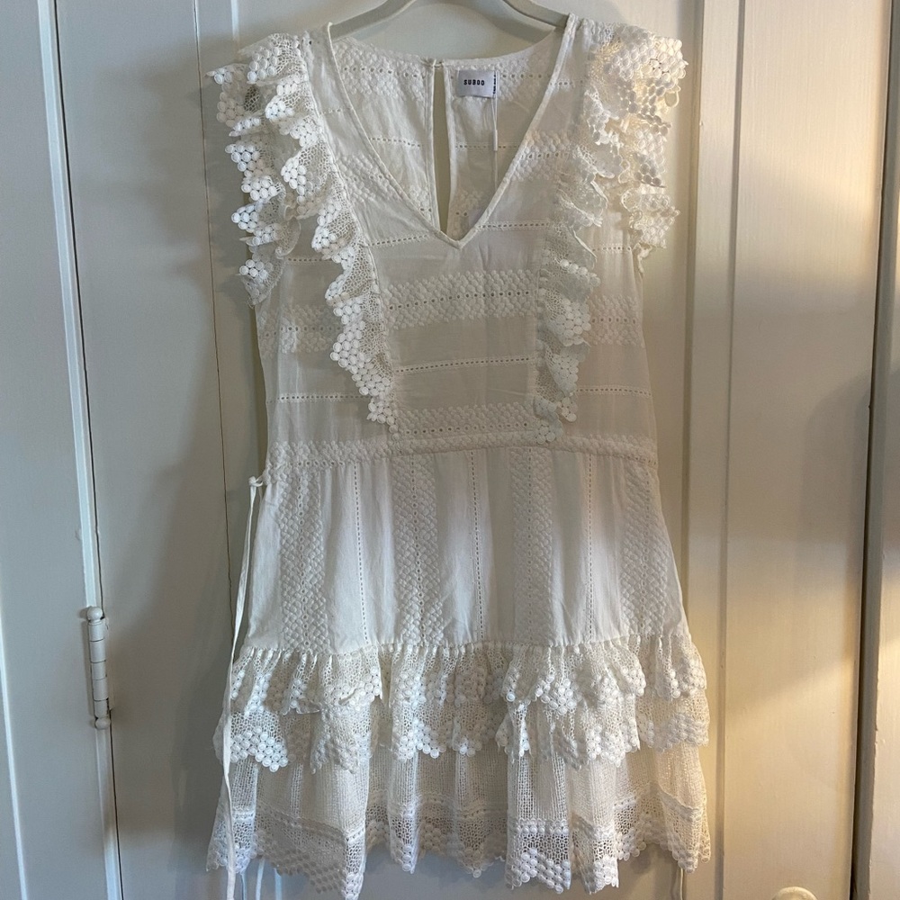 NWT Suboo Be Mine White Lace Mini Dress